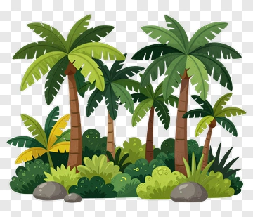 Tropical Palm Trees In A Lush Jungle PNG