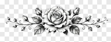 Black And White Rose Illustration PNG
