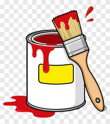 Paint Can With Brush And Red Paint PNG