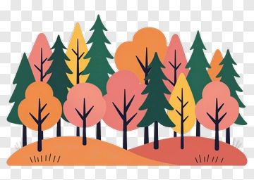 Colorful Forest With Various Trees PNG