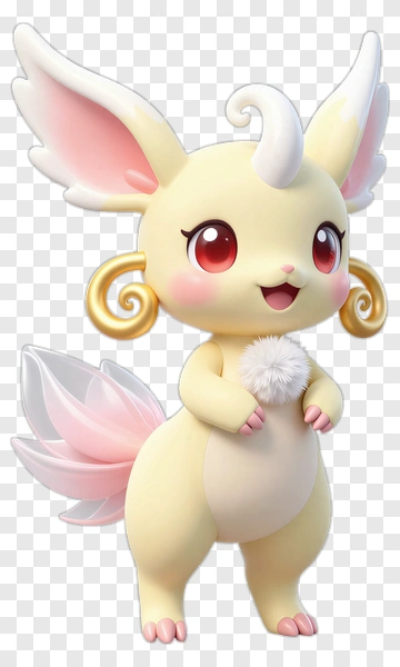 Cute Cartoon Creature With Pink And Yellow Features PNG