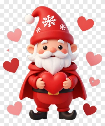 Cartoon Santa Holding A Heart PNG