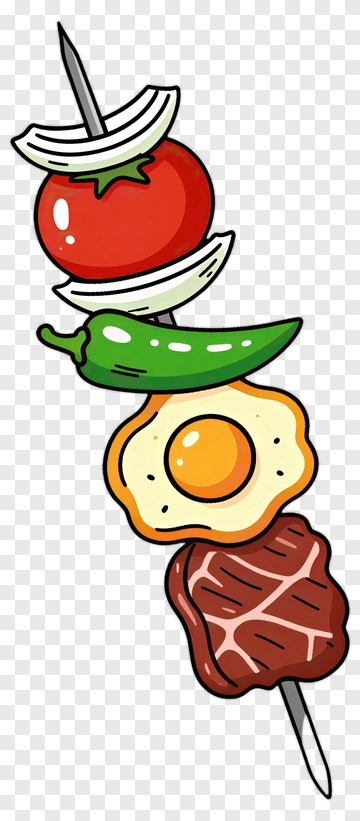 Colorful Skewered Food With Vegetables And Meat PNG