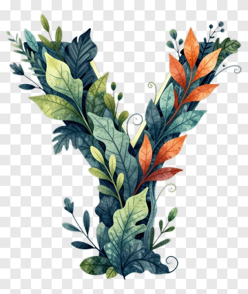 Colorful Letter Y Made Of Leaves PNG