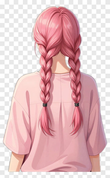 Girl With Pink Braided Hair PNG