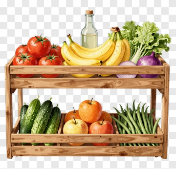Vegetable And Fruit Stand With Fresh Produce PNG