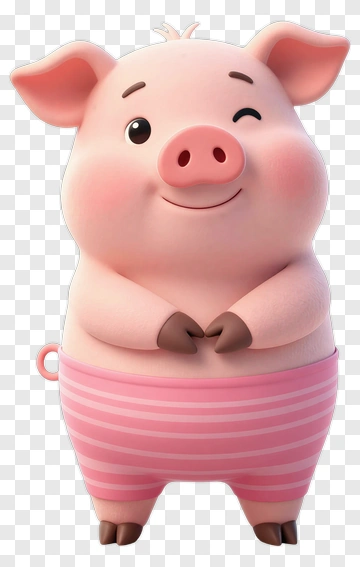 Cartoon Pig Winking And Smiling PNG