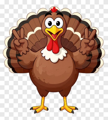 Cartoon Turkey Holding Peace Sign PNG