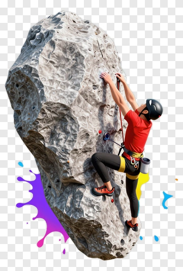 Climber Scaling A Rock Wall PNG