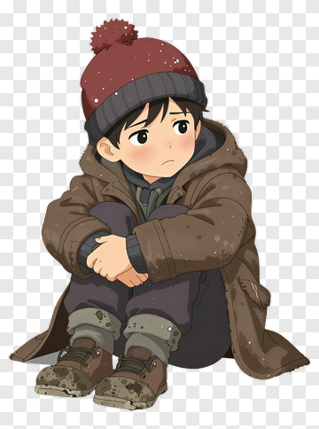 Sad Boy Sitting On The Ground PNG
