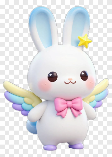 Cute Bunny With Wings And Bowtie PNG