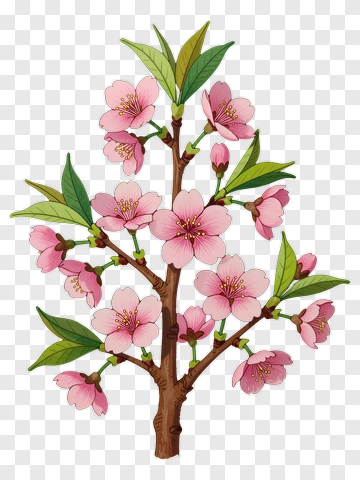 Colorful Cherry Blossom Tree PNG