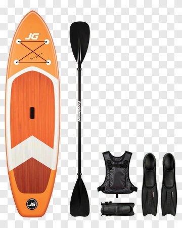 Orange Stand-Up Paddleboard With Accessories PNG