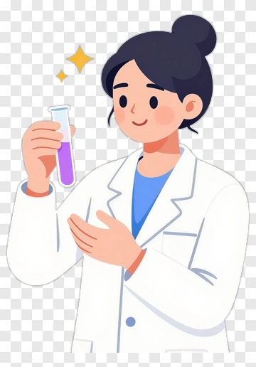 Cartoon Scientist Holding A Test Tube PNG