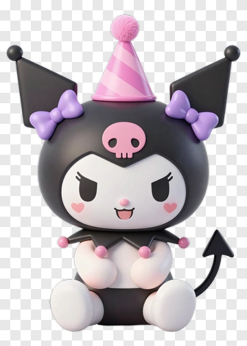 Kawaii Cat Character In A Party Hat PNG