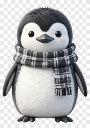 3D Penguin Wearing A Scarf PNG