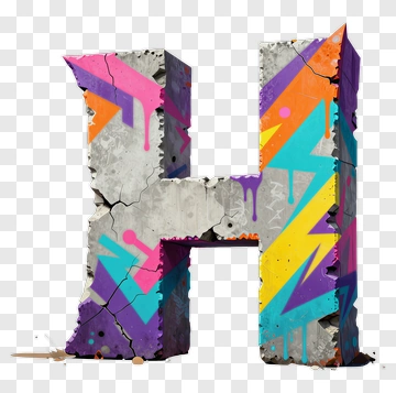 Colorful Graffiti Letter H PNG