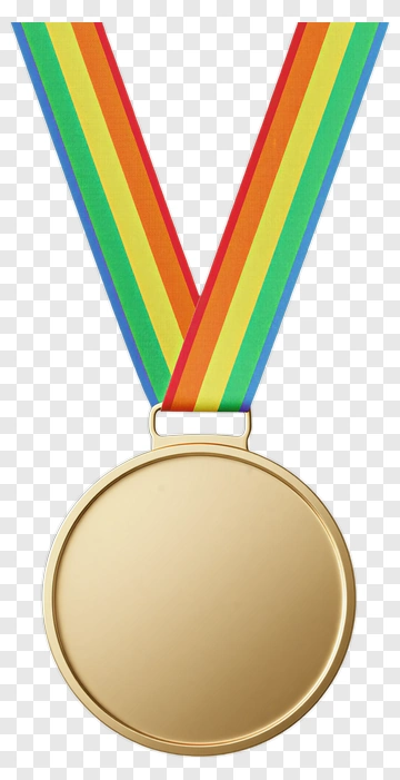 Gold Medal With Rainbow Ribbon PNG