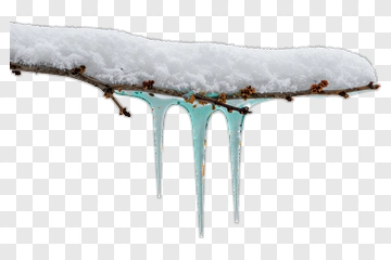 Icicles Hanging From A Snow-Covered Branch PNG