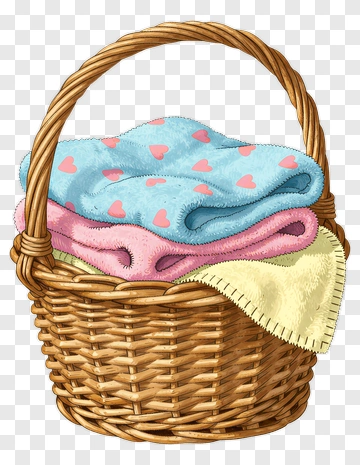 Woven Basket Filled With Colorful Towels PNG