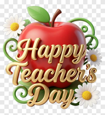 Happy Teacher's Day Apple Decoration PNG