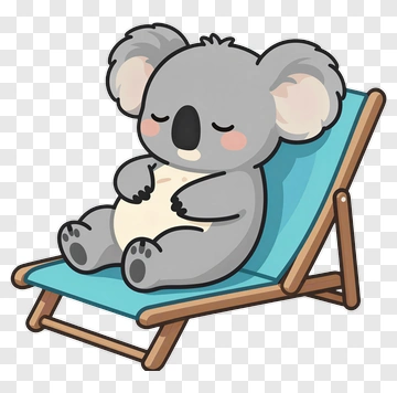 Cartoon Koala Relaxing On A Deck Chair PNG
