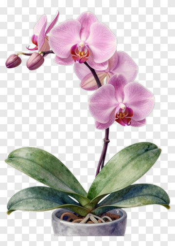 Pink Orchid Plant In Pot PNG