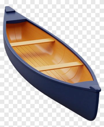 Blue Canoe With Wooden Interior PNG