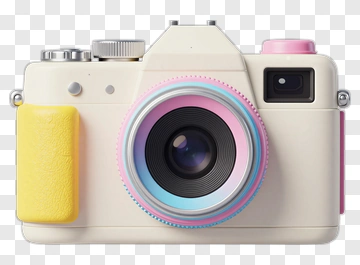 Colorful Camera With Pink And Blue Lens PNG
