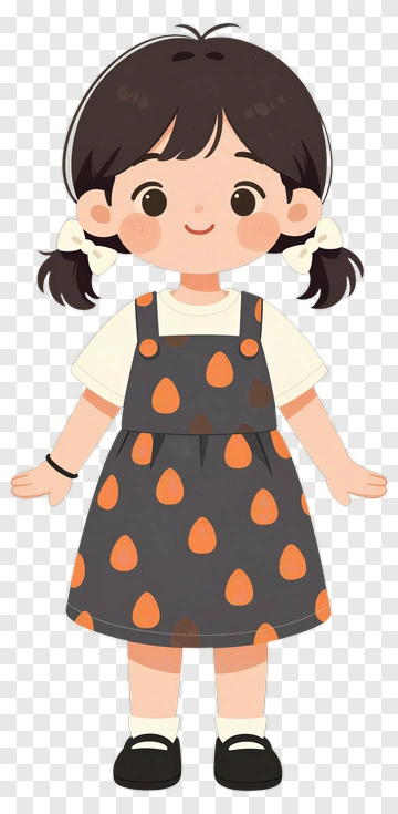 Cartoon Girl In Halloween Dress PNG