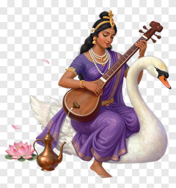 Woman Playing A Lute On A Swan PNG