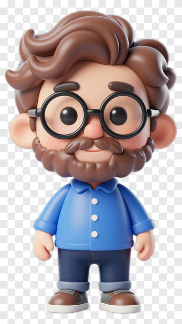 3D Cartoon Man With Glasses PNG