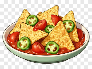 Plate Of Nachos With Salsa And Vegetables PNG