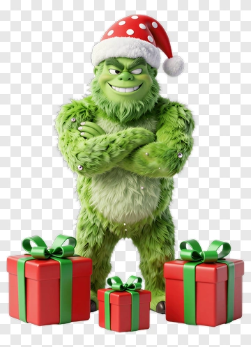 Christmas Grinch With Presents PNG
