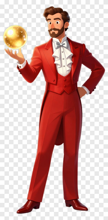 Cartoon Magician Holding A Golden Orb PNG