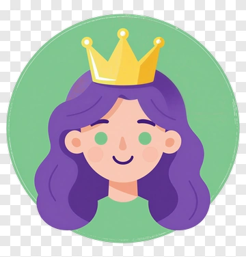 Cartoon Girl With Purple Hair And Crown PNG