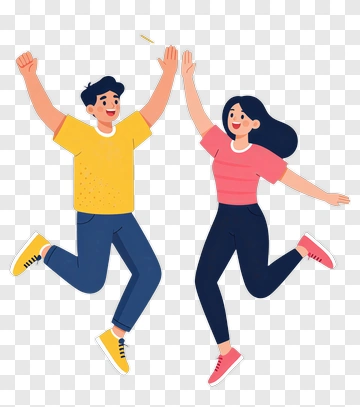Happy Couple Jumping Together PNG