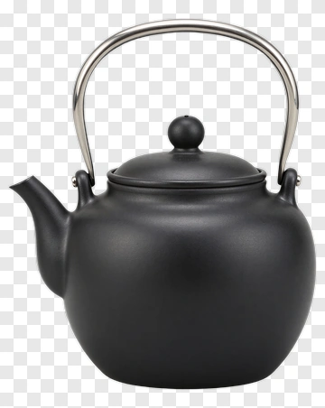 Black Teapot With Stainless Steel Handle PNG