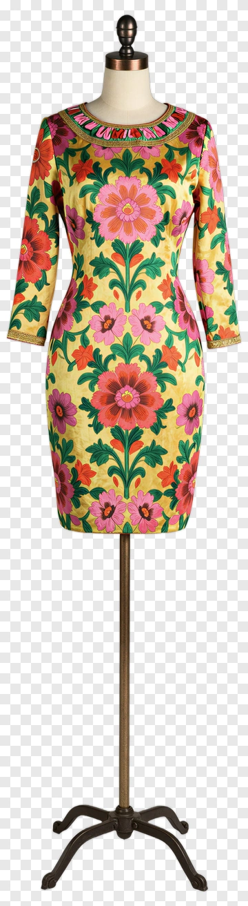 Colorful Floral Dress On A Mannequin PNG