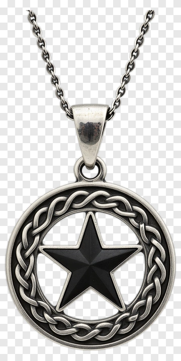 Silver Pendant With Black Star And Celtic Design PNG