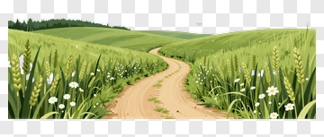 Winding Path Through A Green Field PNG