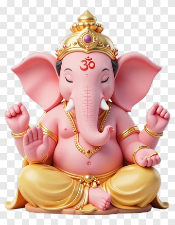 3D Ganesh Statue In Meditative Pose PNG