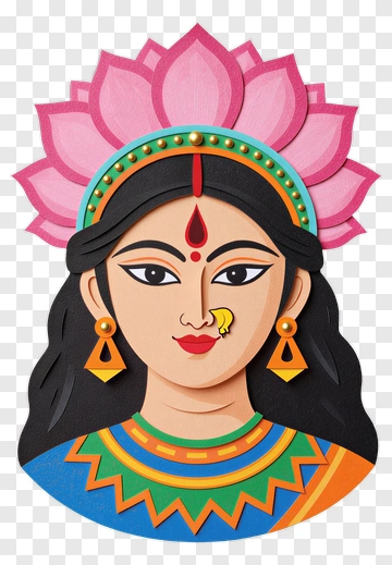 Colorful Goddess With Lotus Crown PNG