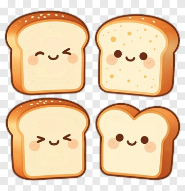 Cartoon Slices Of Bread With Smiling Faces PNG