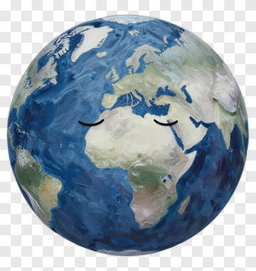 Cartoon Earth With Closed Eyes PNG