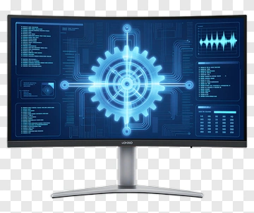 Curved Computer Monitor With Digital Interface PNG