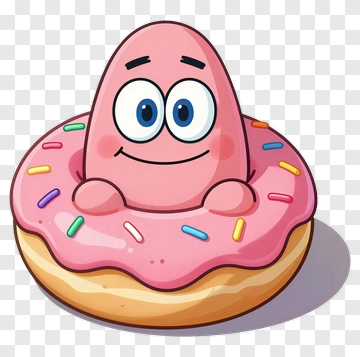 Cartoon Character Sitting In A Pink Donut PNG