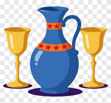 Blue Pitcher With Golden Goblets PNG