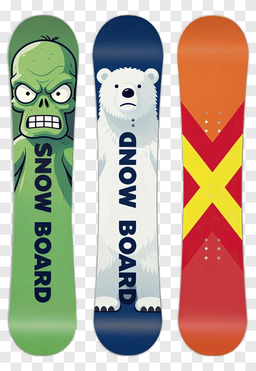 Cartoon Snowboards Featuring Monsters And Animals PNG