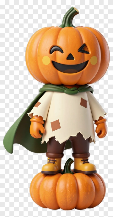 Cartoon Pumpkin Character Standing On A Pumpkin PNG
